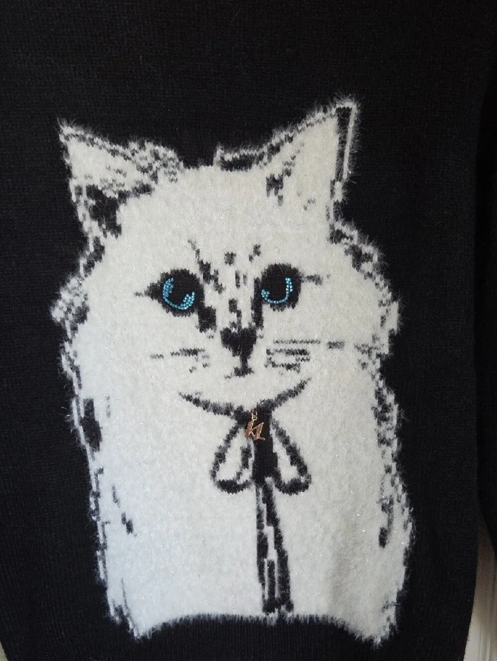 NWOT Karl Lagerfeld Black Sweater with Choupette Size XS